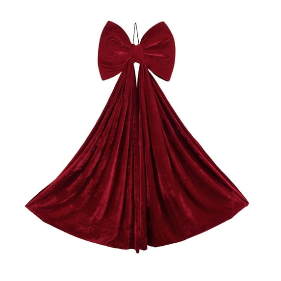 LmnLft Christmas Burgundy Velvet Bow ,Christmas Tree Bows Large Plush Stuffed Christmas Bows Vintage Decorative Hanging Ornamentfor Holiday , Wreaths, Garlands, Staircase, Xmas, Wedding, Home Decor
