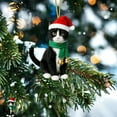 thumbnail image 1 of LmnLft Christmas Cat with Scarf Hat Ornament, Acrylic Cute Black Kitten Hanging Pendant for Christmas Tree Decorations, Cat Christmas Ornament for Home Holiday Decor, Gift for Pet Lovers, 1 of 6