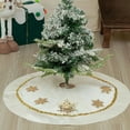 thumbnail image 1 of LmnLft Christmas Gold Snowflake Sequin Velvet Tree Skirt, White Holiday Base Cover, Indoor Christmas Tree Accent, 24 and 36 Inch Options, 1 of 8