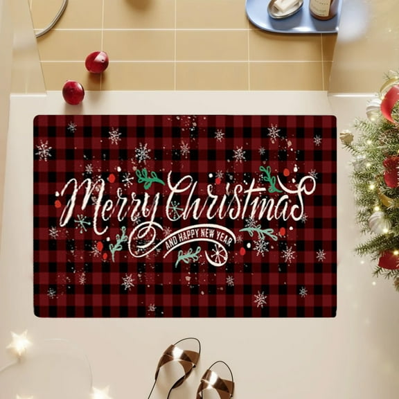 LmnLft Christmas Kitchen Rugs and Mats, Winter Holiday Floor Mat, Non-Slip Washable Sink Mat for Kitchen Home Decoration