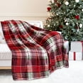 thumbnail image 1 of LmnLft Christmas Throw Blanket, Cozy Sherpa Flannel Winter Blanket with Reindeer Snowflake Prints, Warm Fleece Christmas Sofa Couch Bed Decoration, 1 of 5
