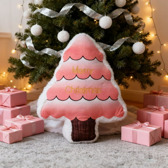 LmnLft Christmas Tree Plush Toy Pillow, Colorful Holiday Cushion, Decorative Sofa and Bedroom Pillow, Festive Christmas Plush Throw, Cozy Seasonal Home Accent