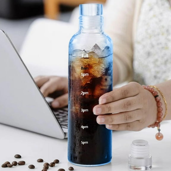 LmnLft Clear Water Bottles,Water Bottle with Time Marker,750 ml Plastic Bottles,Leak-Proof,Shatter Proof, Drink Bottle,Sports Bottls,for Cycling,Gym,Camping,Hiking,School,Blue