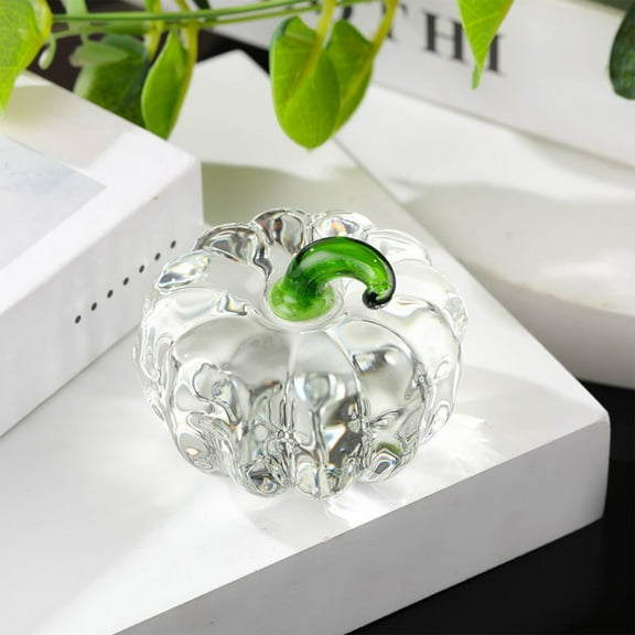 LmnLft Crystal Glass Pumpkin Decorative Ornament, Artificial Fruit Glassware for Home, Office, and Holiday Thanksgiving or Halloween Table Display