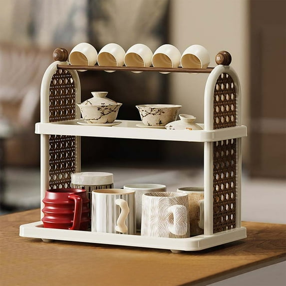 LmnLft Cup Storage Rack, Multi-Layer Tea Mug Holder, Space Saving Desktop Organizer for Kitchen Countertop Cabinet Drinkware Display