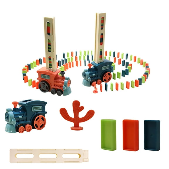 LmnLft Domino Train for Kids, Kids Dominos Set, Automatic Domino Train Blocks Stacking Toys, Kids Train Dominoes Set, Montessori Toys, Holiday Birthday Gifts for Boys Girls 3-12 (Pink, 60 Blocks)