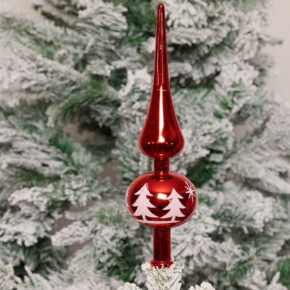 LmnLft Finial Christmas Tree Topper, Hand-Painted Plastic Tree Decoration with Electroplated Shine, Vintage Style Holiday Ornament for Xmas Home Décor