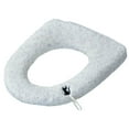 thumbnail image 1 of LmnLft Floral Pattern Thick Plush Toilet Seat Cushion with Handle, Soft Furry Toilet Lid Cover, Washable Stretchable Seat Pad for Winter Bathroom Comfort, 1 of 5