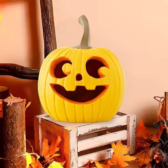 LmnLft Four-Color Halloween Pumpkin Resin Figurines, Creative Decorative Harvest Ornaments for Desktop and Home Display