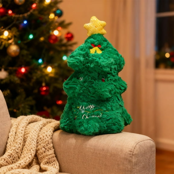 LmnLft Furry Christmas Tree Santa Pillow For Sofa Or Chair, Holiday Cushion Decoration For Merry Christmas Eve, Christmas Ornaments