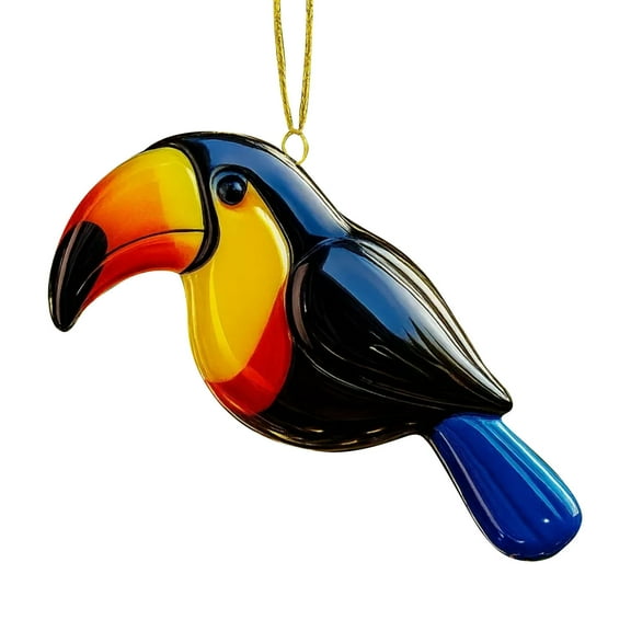 LmnLft Fused Glass Birds Ornament,Realistic Bird Styles Hanging Ornament,Mini Acrylic Glass Style Ornaments,Ideal Gift for Bird Lover Home Decor,Glass Christmas Ornament for Xmas Tree,D