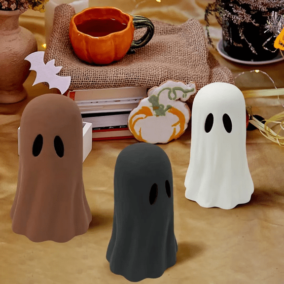 LmnLft Halloween Paper Mache Ghost Tabletop Decoration, White Paper Mache Ghost Tabletop Decoration, 3.9" Spooky Ghosts Decoration for Halloween Decor Indoor Home Mantel Shelf & Tabletop Decon