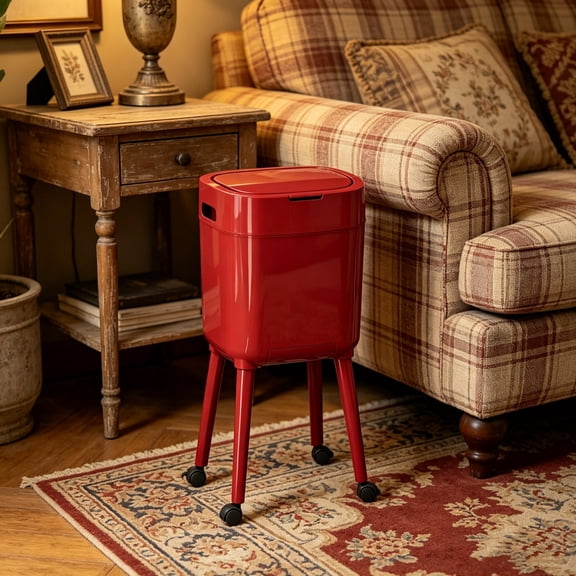 LmnLft High-Legged Trash Can with Wheels,4 Gallon/16L,Removable Inner Bucket,Modern Narrow Garbage Can with Raised Legs, Space-Saving Rolling Dog-Proof Trash Bin,Kitchen Office Living Room