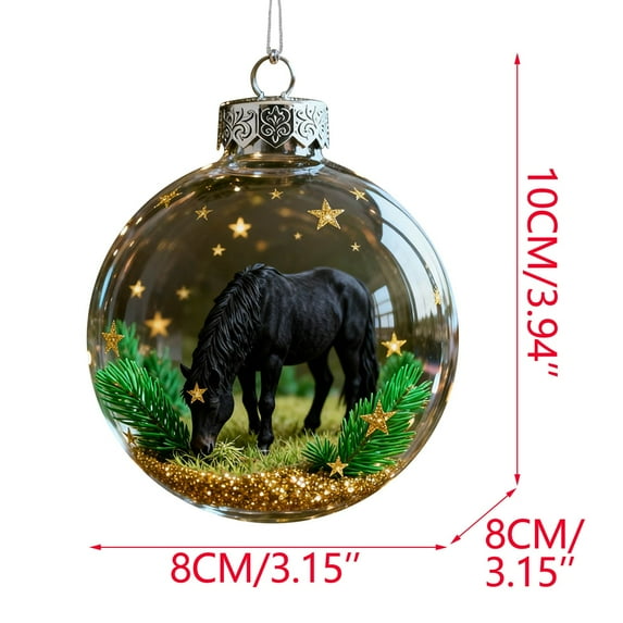 LmnLft Christmas Horse Ornament, Equestrian Magic for Xmas Tree Decoration, Horse Collection Crystal Glass Ball Ornament, Christmas Decoration for Tree & Tabletop Décor, Gift For Horse Lover Riders