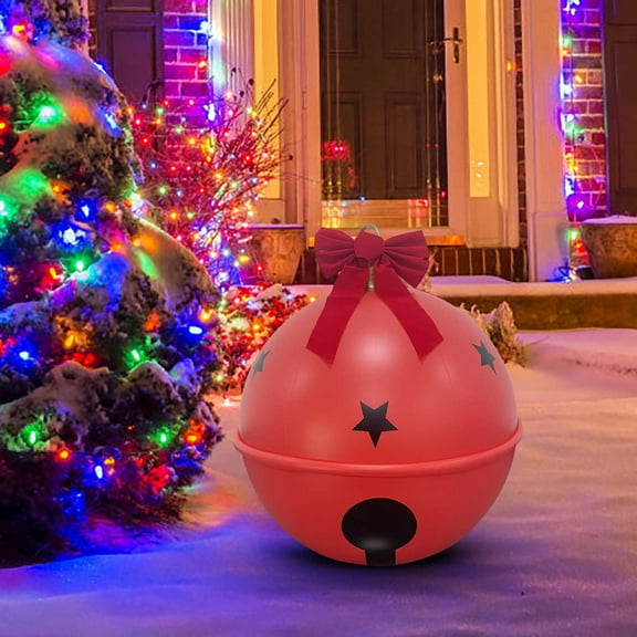 LmnLft Inflatable Christmas Ball Bow Bells Ornament ,Giant Jingle Bell Xmas Balloon Pendant Outdoor Ornament for Garden Yard Patio Christmas Holiday Decor