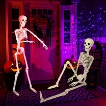 LmnLft Life Size Poseable Hanging Skeleton Decoration with Movable Joints, Full Body Halloween Prop for Indoor Outdoor Yard Haunted House and Party Displays