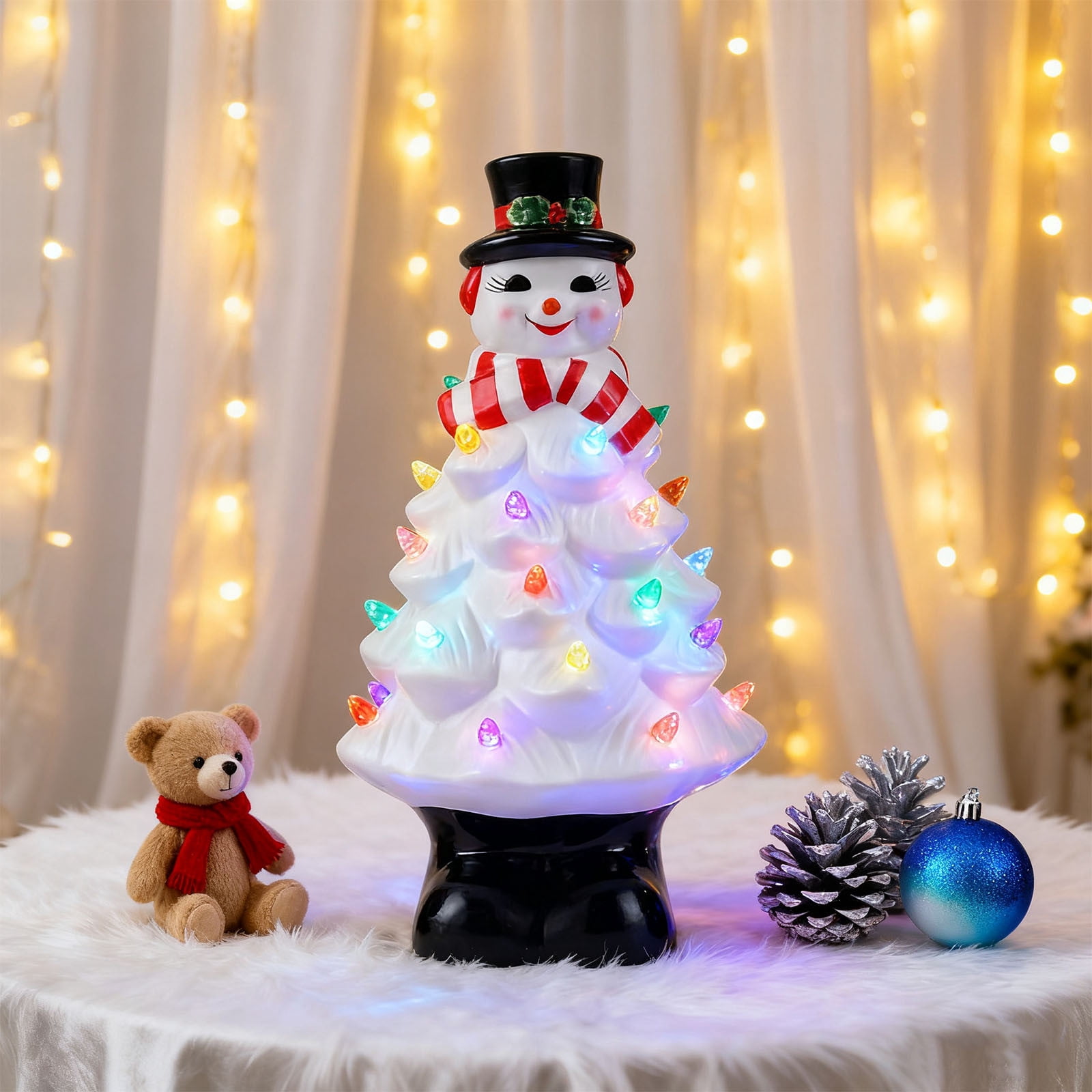 LmnLft Lighted Gnomes Christmas Decorations, Ceramic Christmas Tree ...
