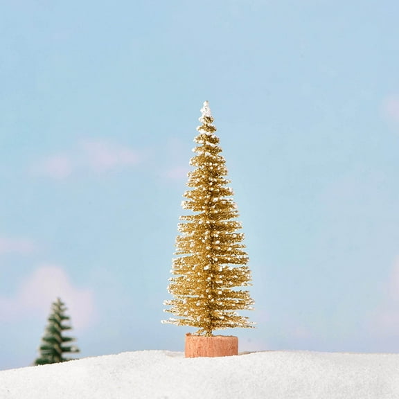 LmnLft Miniature Christmas Tree, Artificial Christmas Tree Bottle Brush Trees with Glitter Powder, Sisal Snow Trees with Wooden Base for Christmas Party Home Table Craft Decor