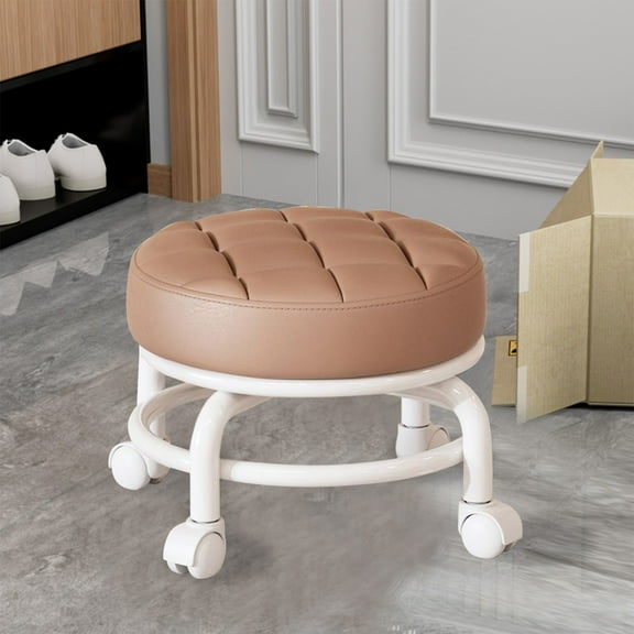 LmnLft Multi-Purpose Rolling Stool with Wheels - Adjustable Height Mobile Seat for Doorway/Crafting, Non-Slip Base Lazy Sofa Companion Stool