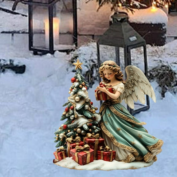 LmnLft Outdoor Christmas Angel Yard Sign, Metal Angel Holding Star and Candle, Garden Lawn Holiday Display, White Nativity Decoration for Christmas Outdoor Scene