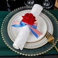 thumbnail image 1 of LmnLft Patriotic Napkin Rings Set - 4th of July Faux Floral Table Decor with Red White Blue Ribbons, Reusable Memorial Day Centerpieces, 1 of 6