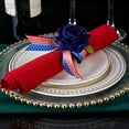 thumbnail image 1 of LmnLft Patriotic Napkin Rings Set - 4th of July Faux Floral Table Decor with Red White Blue Ribbons, Reusable Memorial Day Centerpieces, 1 of 6