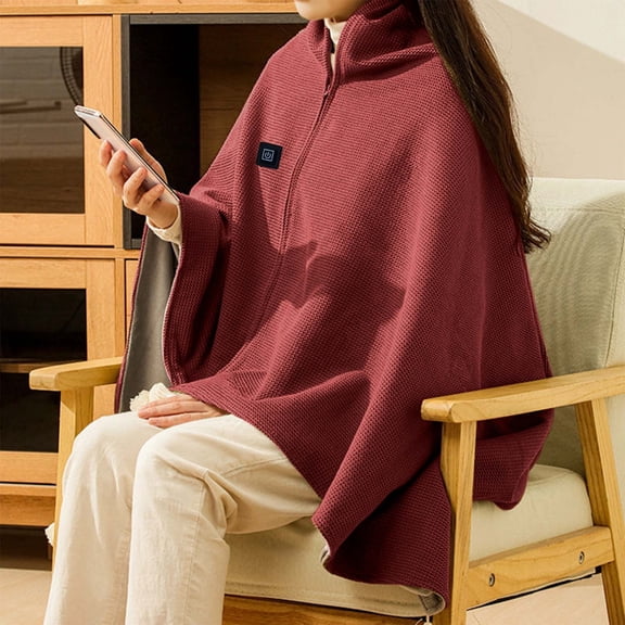 LmnLft Portable Heated Shawl, Heated Shawl Wraps for Women & Men, 3 Heating Levels USB Heated, Washabel Soft Zipper Blanket Shawl for Winter Spring