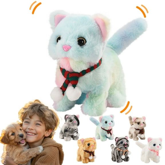 LmnLft Realistic Robot Cat, Electric Plush Kitten – My Simulated Robot Cat, Interactive Stuffed Pet, Animated Toy Cats for Girls Baby Kids, L:8"