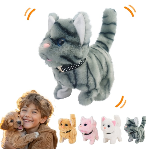 LmnLft Realistic Robot Cat, Electric Plush Kitten – My Simulated Robot Cat, Interactive Stuffed Pet, Animated Toy Cats for Girls Baby Kids, L:8"