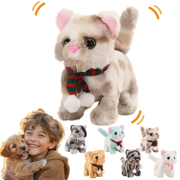 LmnLft Realistic Robot Cat, Electric Plush Kitten – My Simulated Robot Cat, Interactive Stuffed Pet, Animated Toy Cats for Girls Baby Kids, L:8"