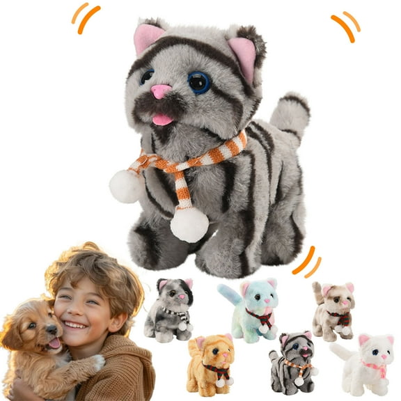 LmnLft Realistic Robot Cat, Electric Plush Kitten – My Simulated Robot Cat, Interactive Stuffed Pet, Animated Toy Cats for Girls Baby Kids, L:8"