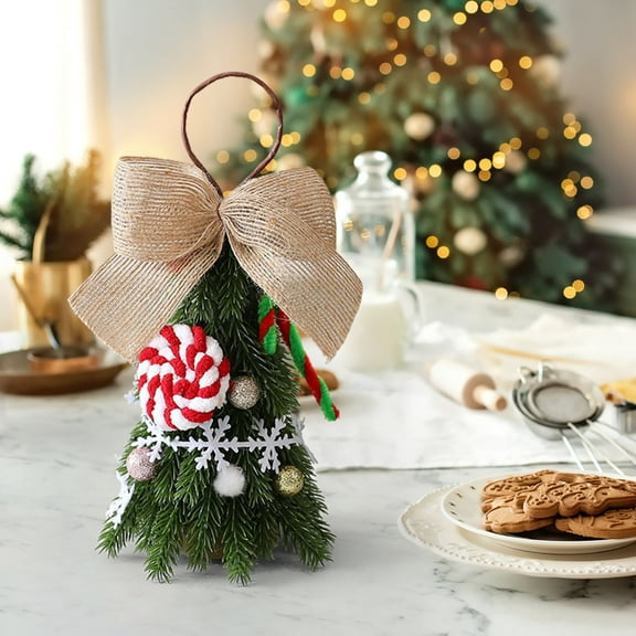 LmnLft Small Tabletop Christmas Tree, Pre-Decorated Mini Tree with Pinecones and Ornaments, Compact Festive Centerpiece for Home and Office