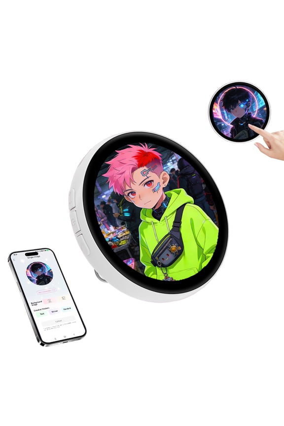 Smart Digital Badge with Touch Screen,2" Electronic Pixel Badge Digital Display Pin with Photo Video HD Display Touch Screen,Personalized Badge Pin Decor,Cosplay Concert Gifts for Fan