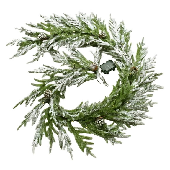 LmnLft Snow Flocked Christmas Garland White Cedar Garland Artificial Winter Frosted Holiday Garland for Mantel Door Xmas Tree Home Party Decoration