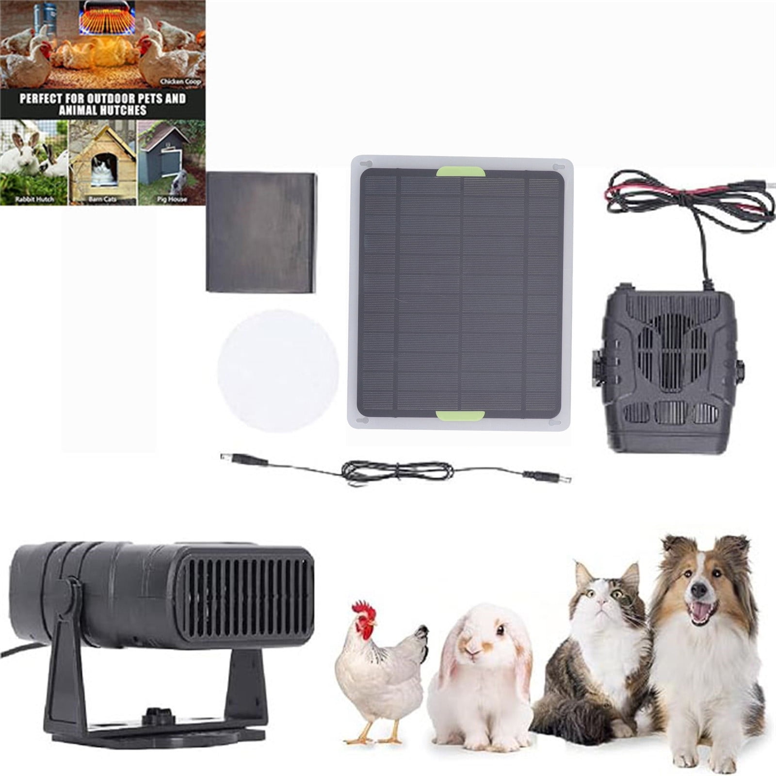 LmnLft Solar heater for chicken coop,Solar Powered Heater with Overheat Protection,Greenhouse and Dog House with Overheat Protection, Ideal for Drying Heating Pet House Warm Wind Gear