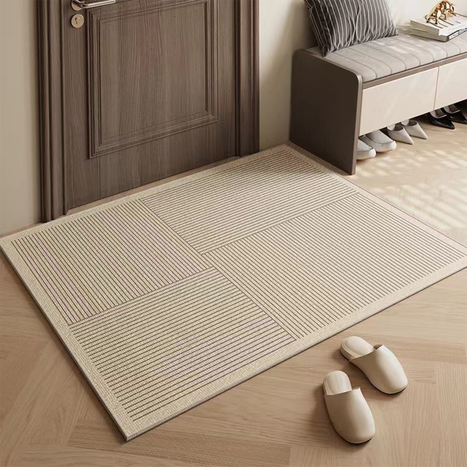 LmnLft Striped Nylon Area Rug 4x6ft - Non-Slip Living Room Carpet for ...