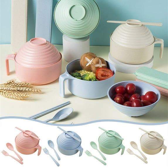 LmnLft Student Dormitory Instant Noodles Bowl Set with Lid & Chopsticks - Perfect for Quick Meals at Home or School - Easy Clean Tableware, Items for 2025