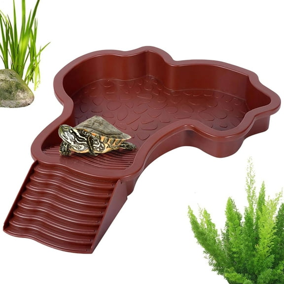 LmnLft Turtle Water Bowl with Removable Platform - Detachable Reptile Dish for Aquatic Pets, Easy-Clean Terrapin Feeding Tank Accessory