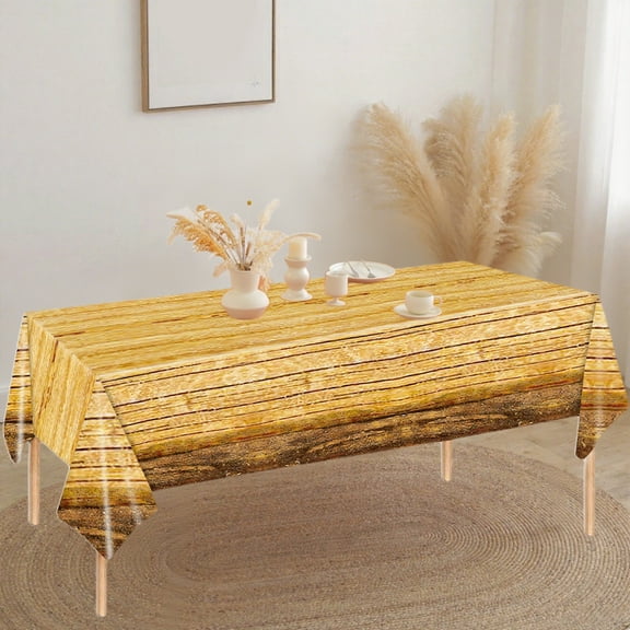 LmnLft Wood Grain Plastic Tablecloth, Rectangular Rustic Table Cover, Disposable Camping and Western Party Decor for Birthday or Baby Shower
