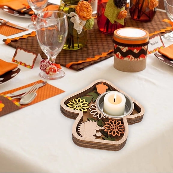 LmnLft Wooden Apple Candle Holder, Handcrafted Gothic Candelabra, Christmas or Halloween Tabletop Centerpiece