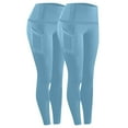 thumbnail image 1 of Lmnyox 2 Pack High Waist Leggings for Women Solid Stretchy Yoga Leggings with Pocket Butt Lifting Tights Pants, 1 of 7