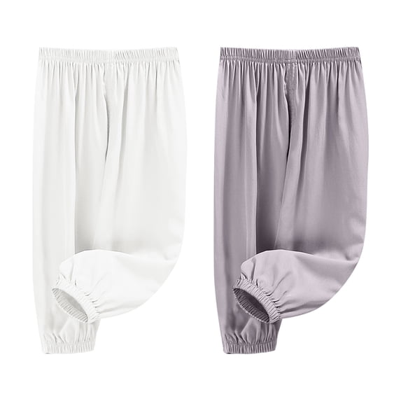 Lmnyox 2 Pack Joggers for Kids Lightweight Elastic Waist Athletic Pants Boys Girls Solid Sport Trousers with Pocket