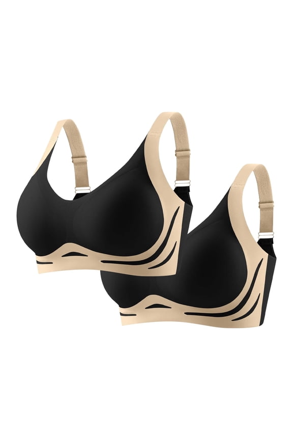 2 Pack Sport Bra for Women Plus Size Print Wireless Bralettes High Impact Supportive Workout Bras