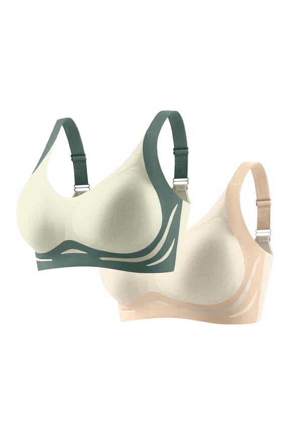 2 Pack Sport Bra for Women Plus Size Print Wireless Bralettes High Impact Supportive Workout Bras