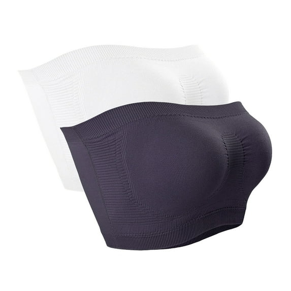 Lmnyox 2 Pack Strapless Bandeau Bras for Women Soft Wireless Seamless Bralettes Comfortable Tube Top