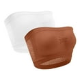 thumbnail image 1 of Lmnyox 2 Pack Strapless Bandeau Bras for Women Soft Wireless Seamless Bralettes Comfortable Tube Top, 1 of 7