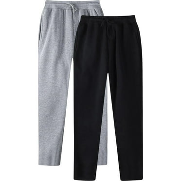 Lmnyox 2 Pack Sweatpants for Men Soft Open Bottom Casual Joggers Elastic Waist Drawstring Athletic Pants with Pocket