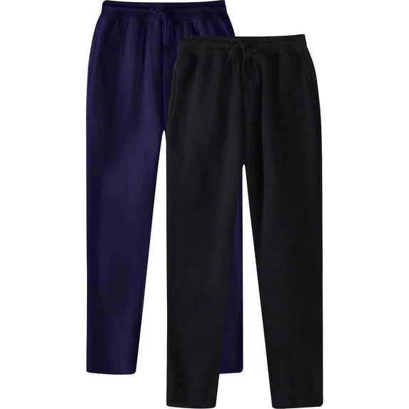 Lmnyox 2 Pack Sweatpants for Men Soft Open Bottom Casual Joggers Elastic Waist Drawstring Athletic Pants with Pocket