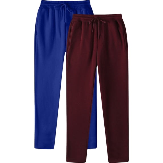 Lmnyox 2 Pack Sweatpants for Men Straight Leg Drawstring Waist Casual Athletic Trousers with Pocket Solid Joggers