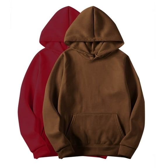 Lmnyox 2 Pack Sweatshirts for Women Casual Basic Long Sleeve Solid Hoodies with Pocket Loose Hooded Pullover